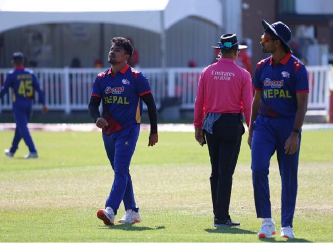 विश्वकप क्रिकेट लिग–२ को त्रिदेशीय श्रृङ्खला : क्यानडासँगको खेलमा नेपाल एक सय तीन रनले पराजित